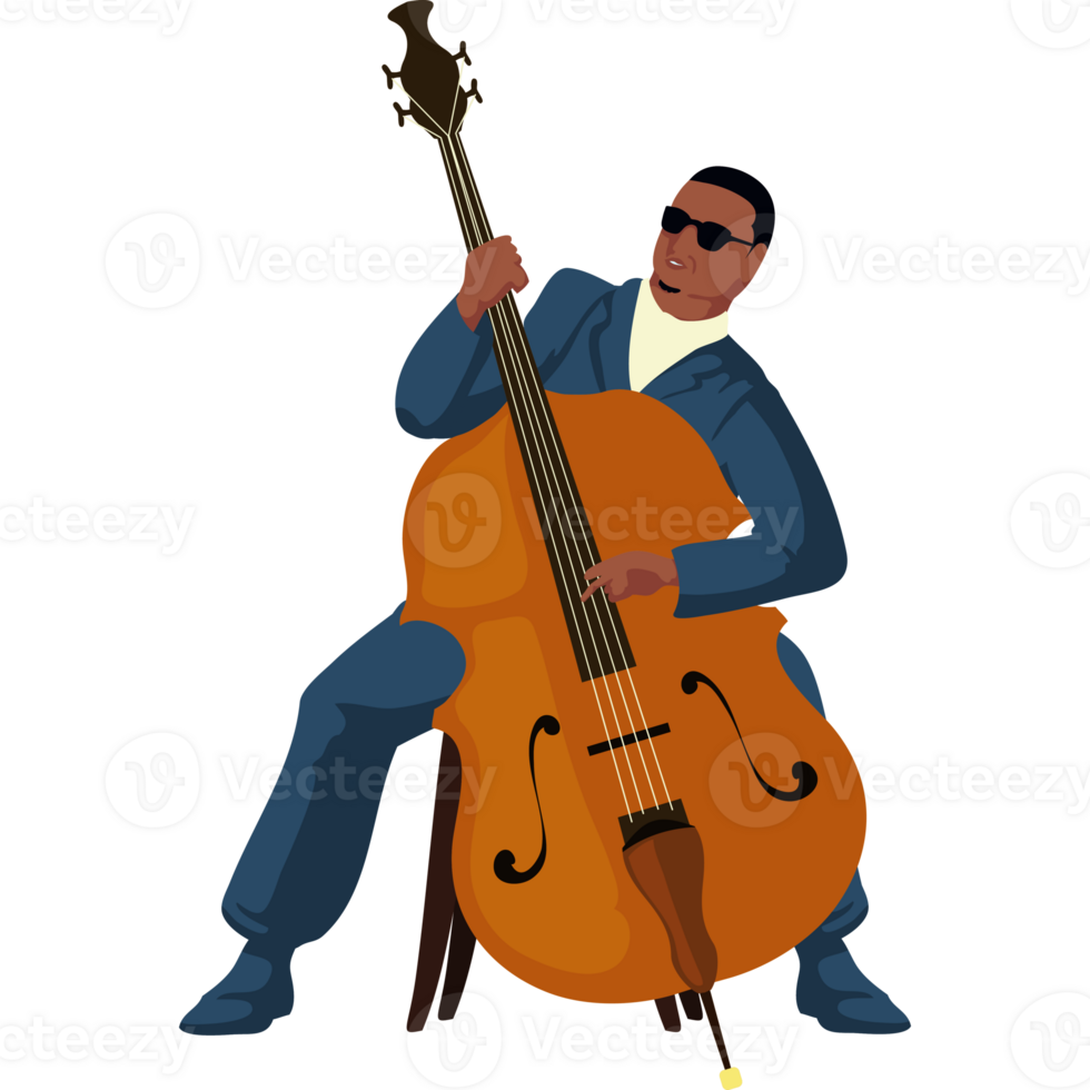 A man in a suit is playing a double bass png