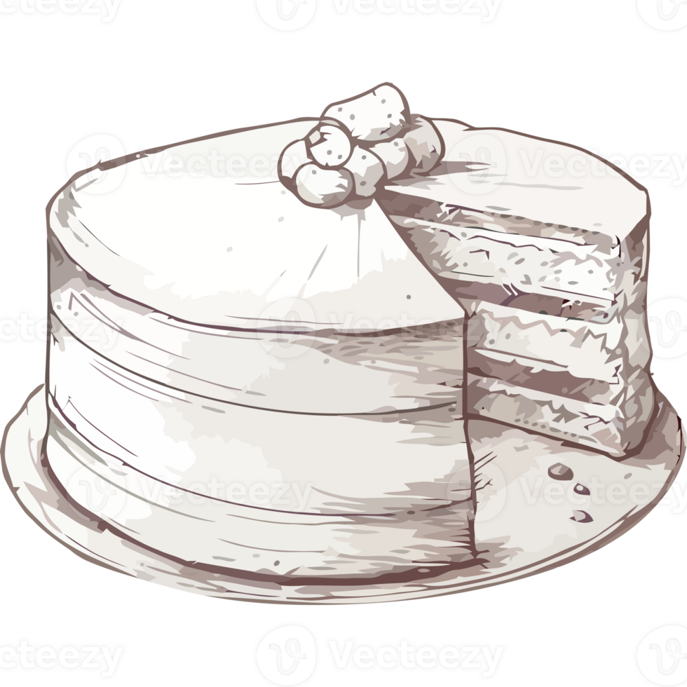 A drawing of a cake with a slice missing png