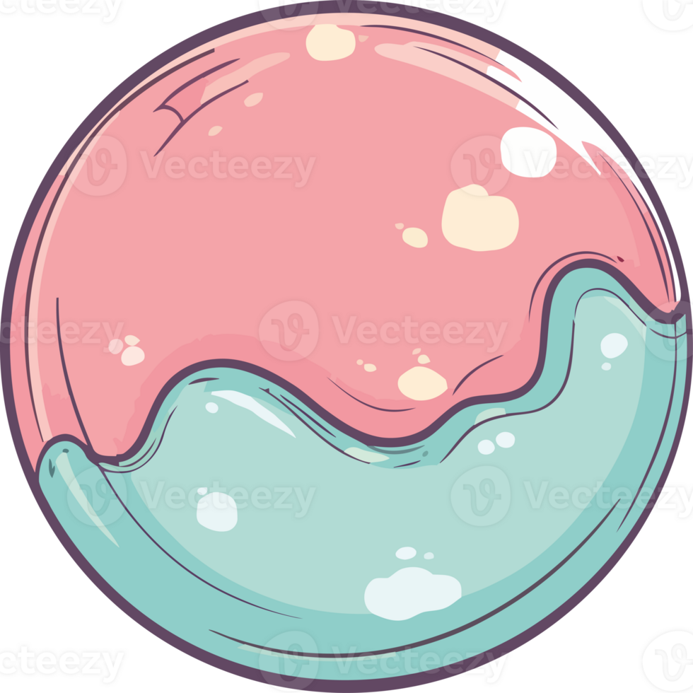 A pink and blue bubble with bubbles in it png