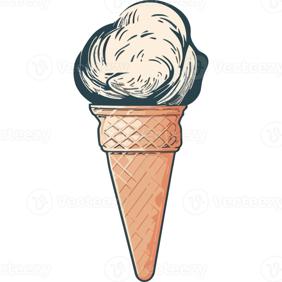 Ice cream in a waffle cone illustration png