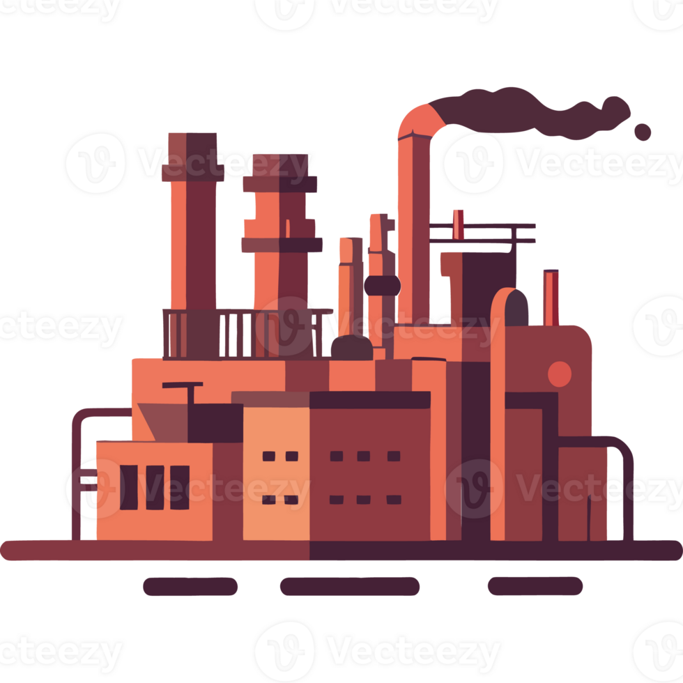 An illustration of a factory with smoke coming out of the chimney png