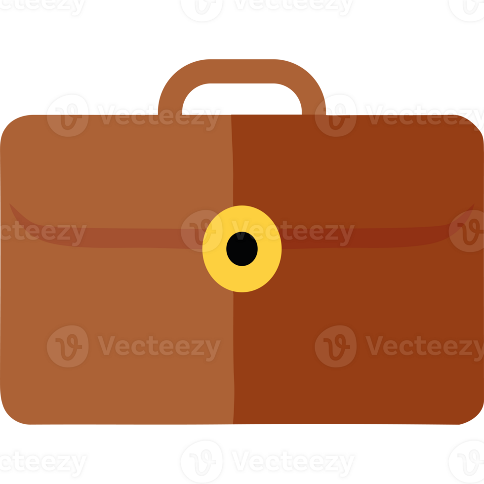 A brown briefcase with a yellow handle png