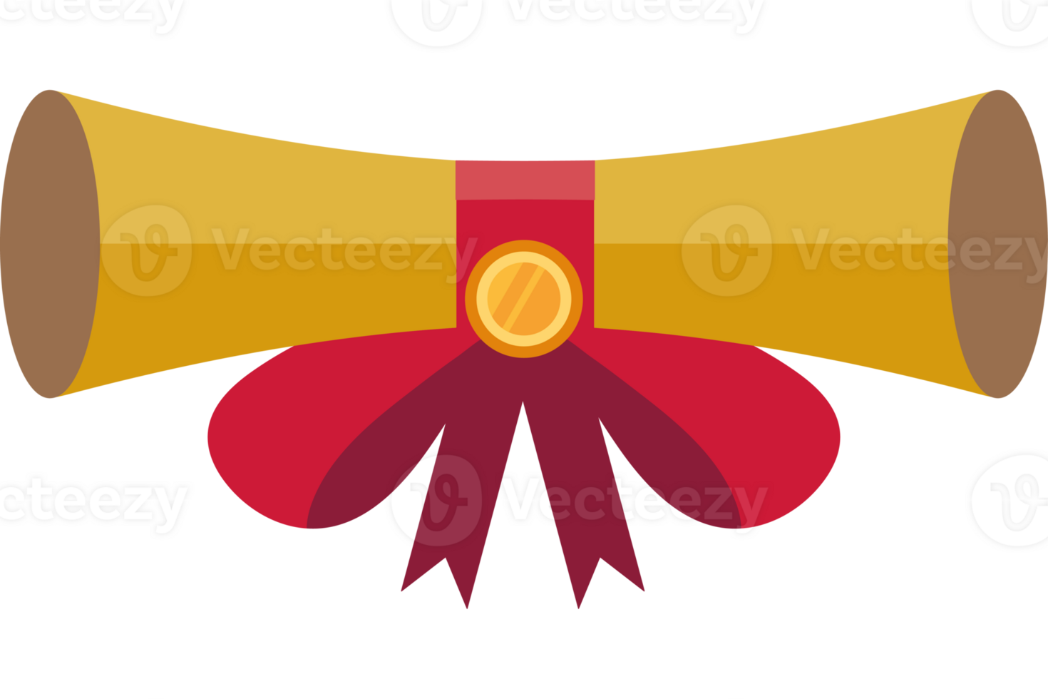 A golden scroll with a red ribbon png