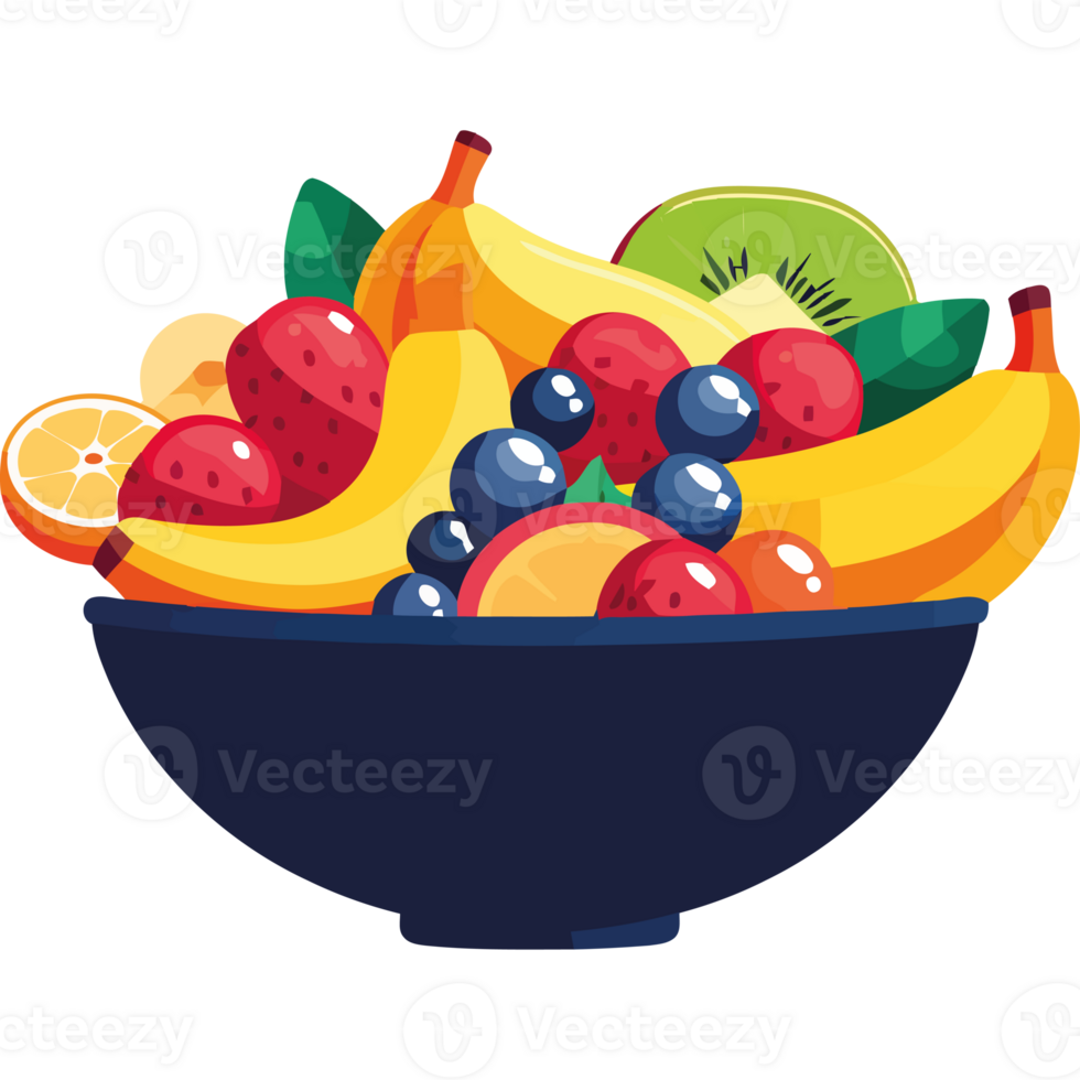 A bowl of fruit is shown in this illustration png