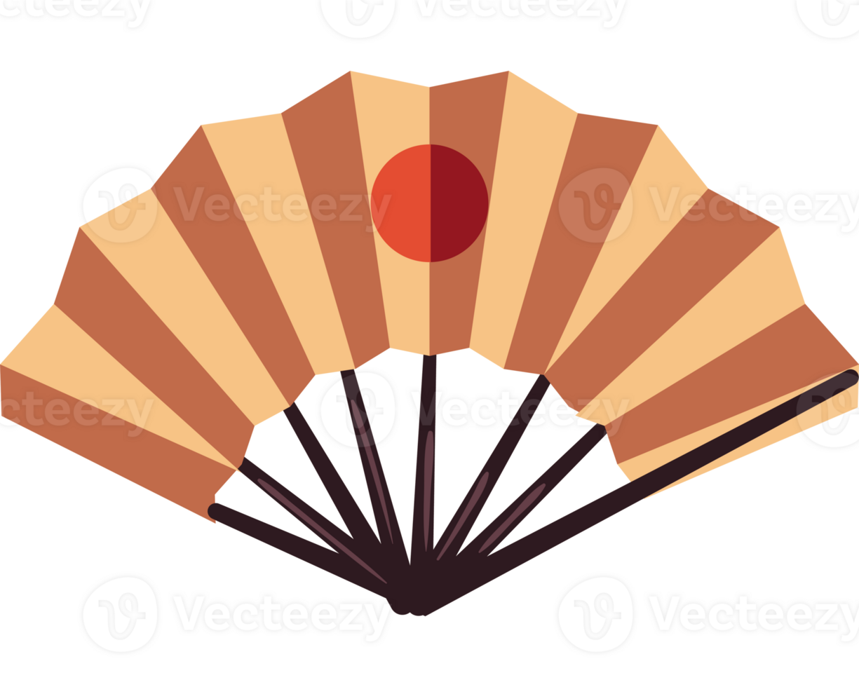 An asian fan with a red dot on it png
