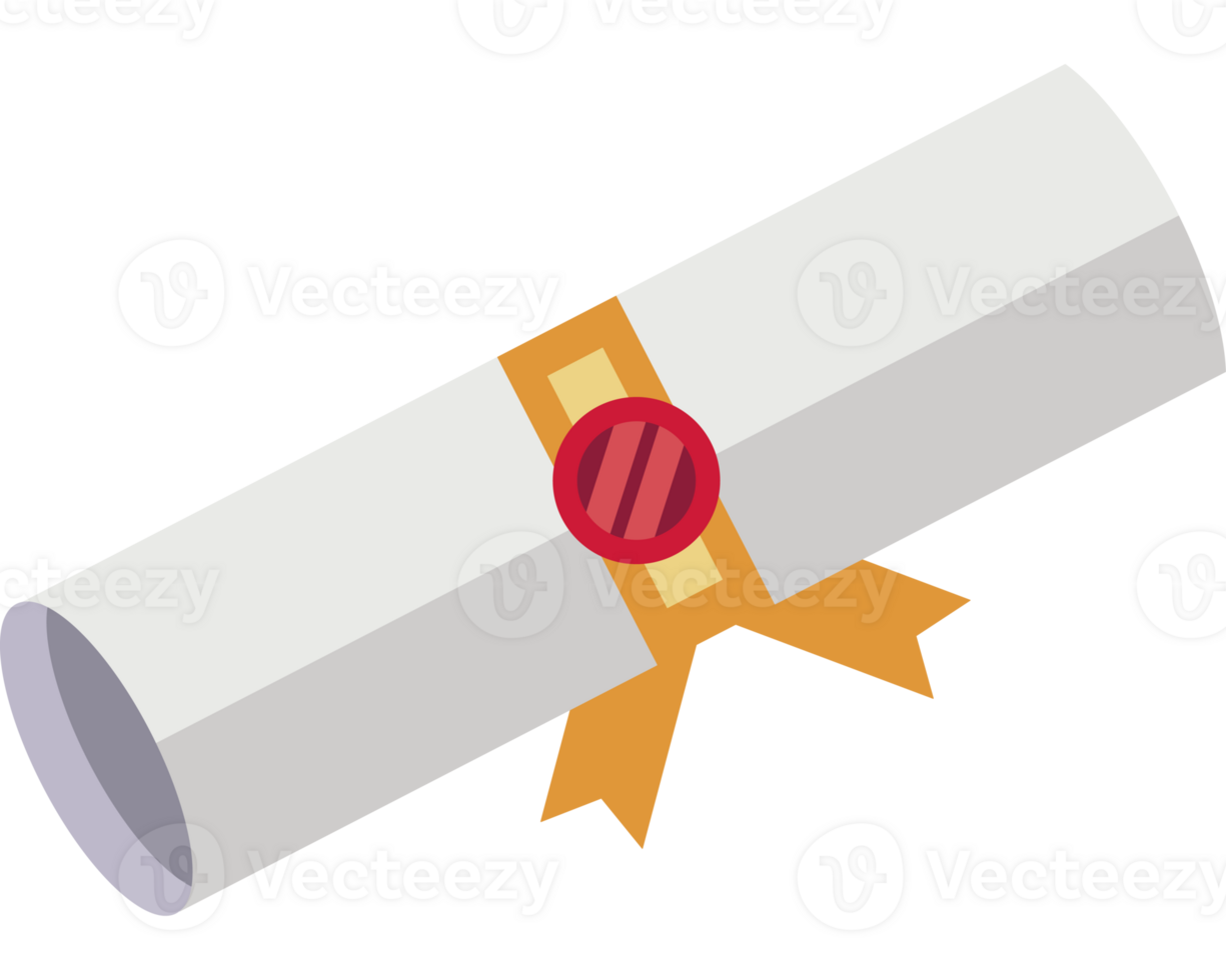 A diploma with a ribbon and a red ribbon png