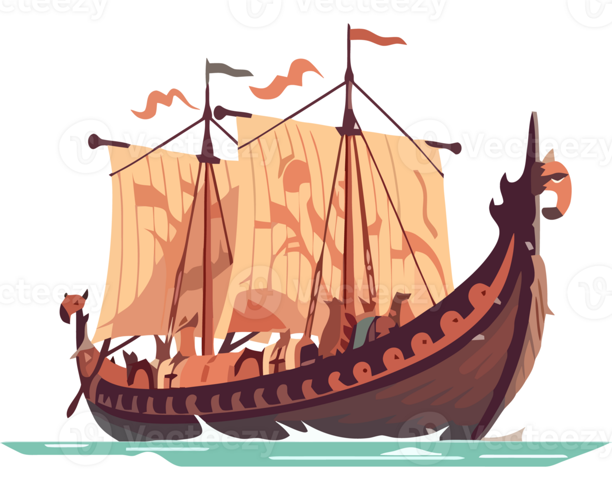 A cartoon ship with sails and sails png
