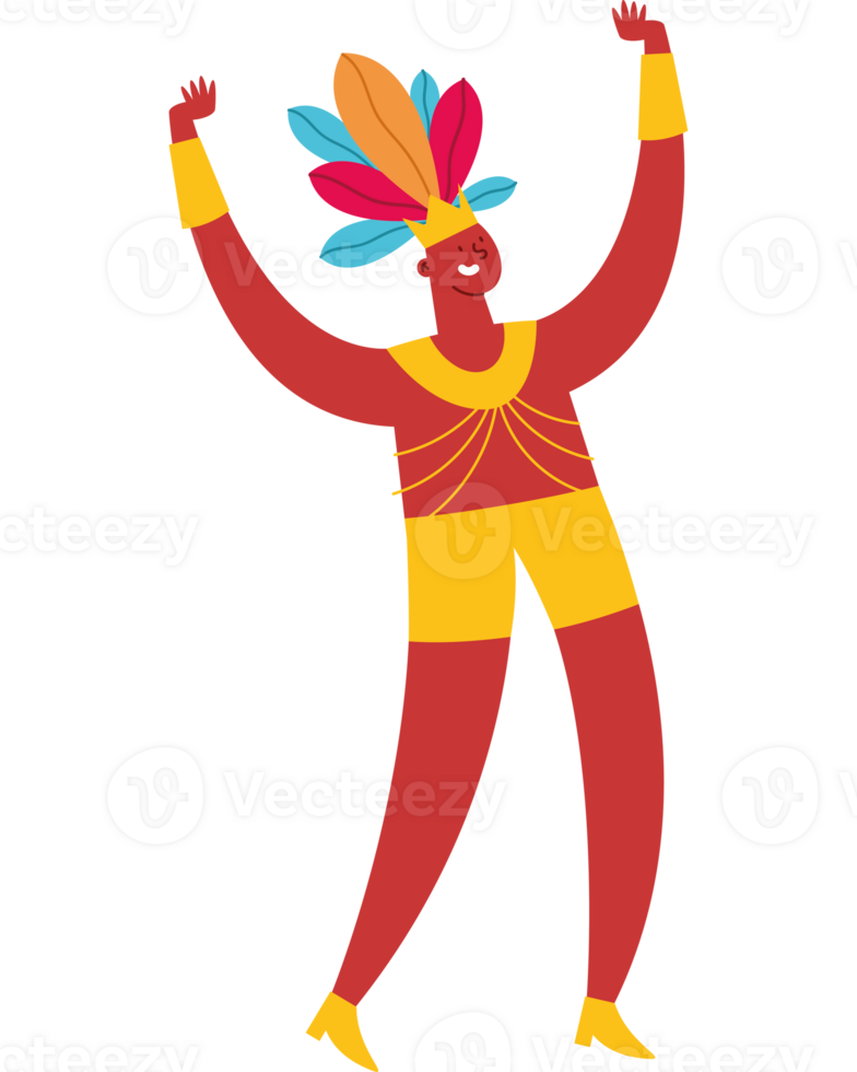 A cartoon man in a colorful costume with his arms up png
