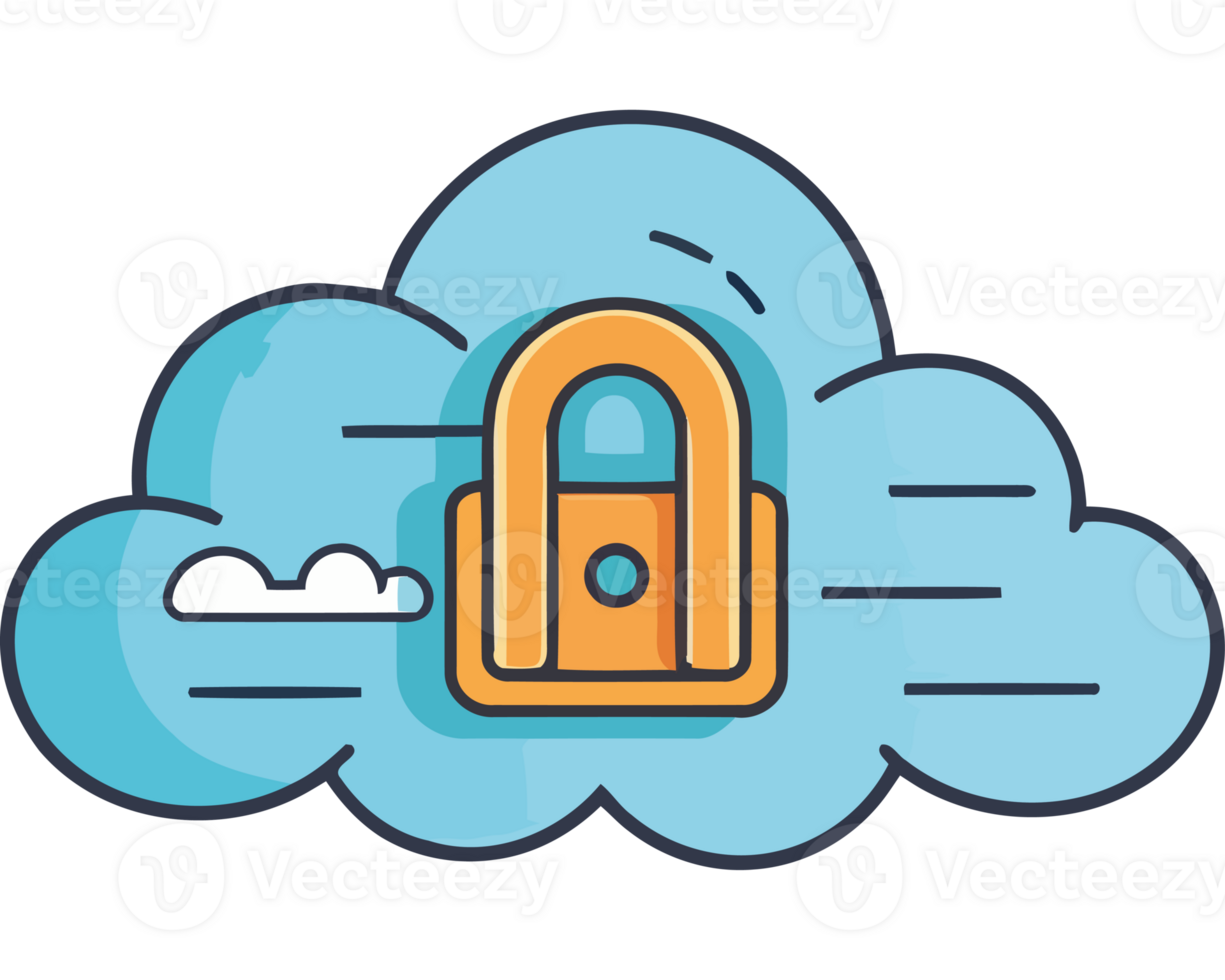 Cloud security icon with padlock png
