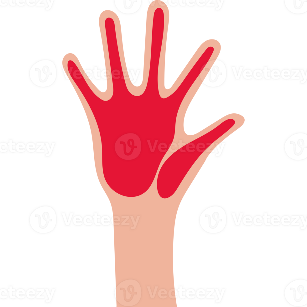 A hand with red paint on it png