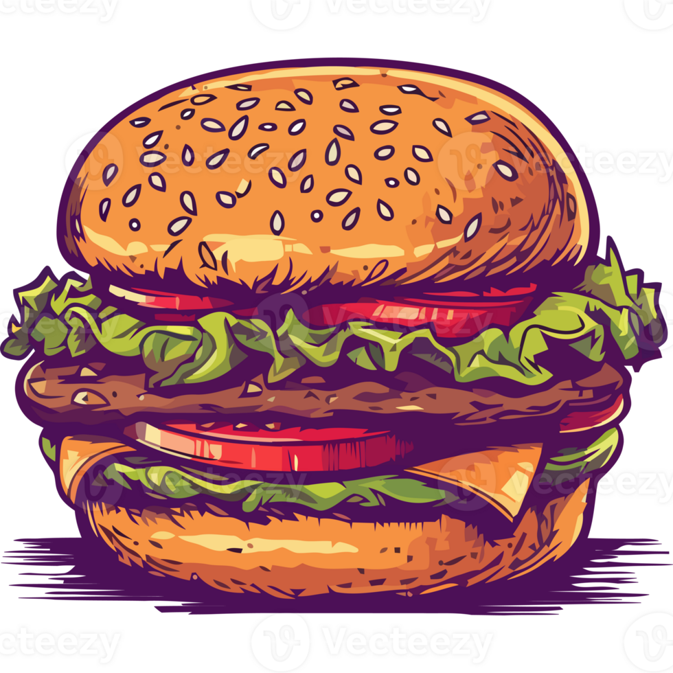 A hamburger with lettuce and cheese on it png