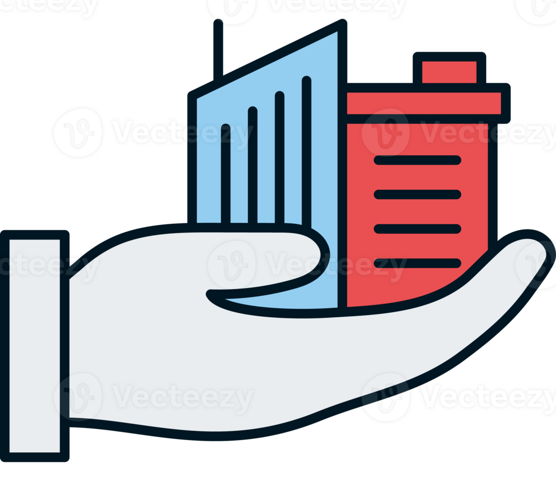 Hand holding a building icon png