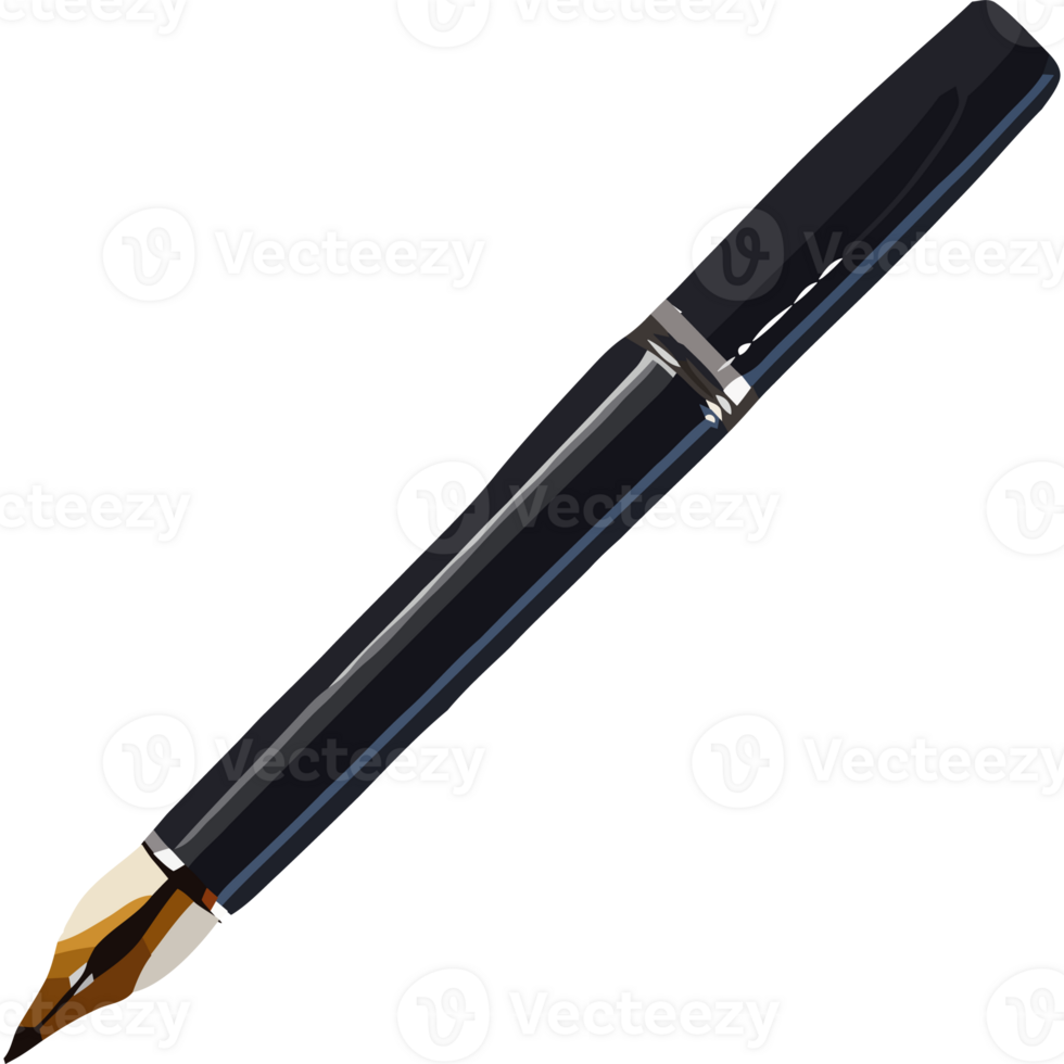 A black fountain pen with a black cap png