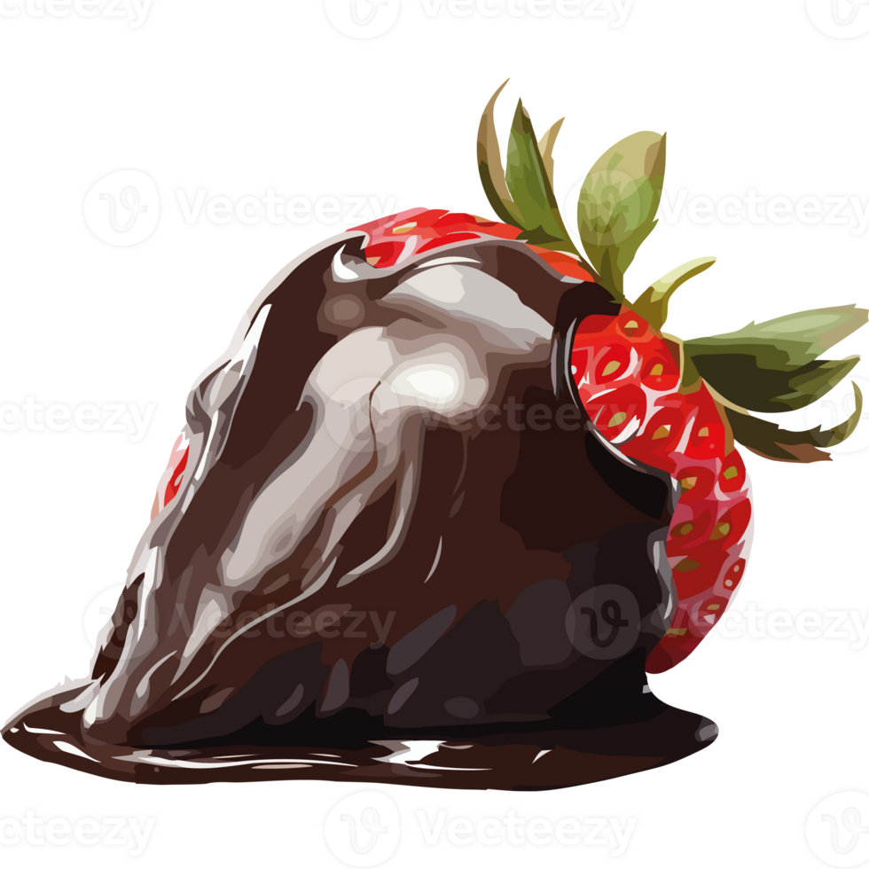 A chocolate covered strawberry on a black background png