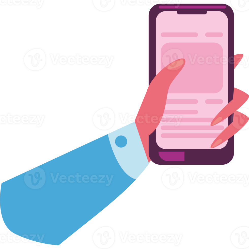 A hand holding a smartphone with a paper document on it png