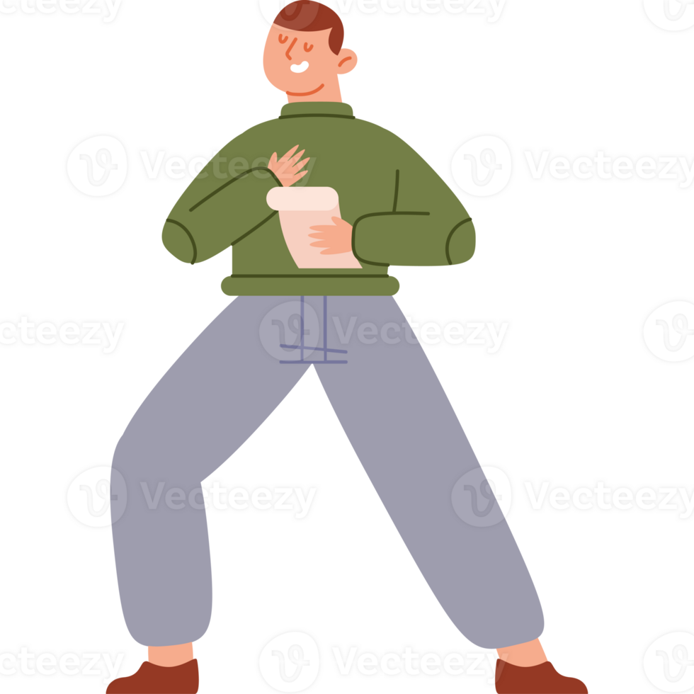 A man is holding a piece of paper in his hand png