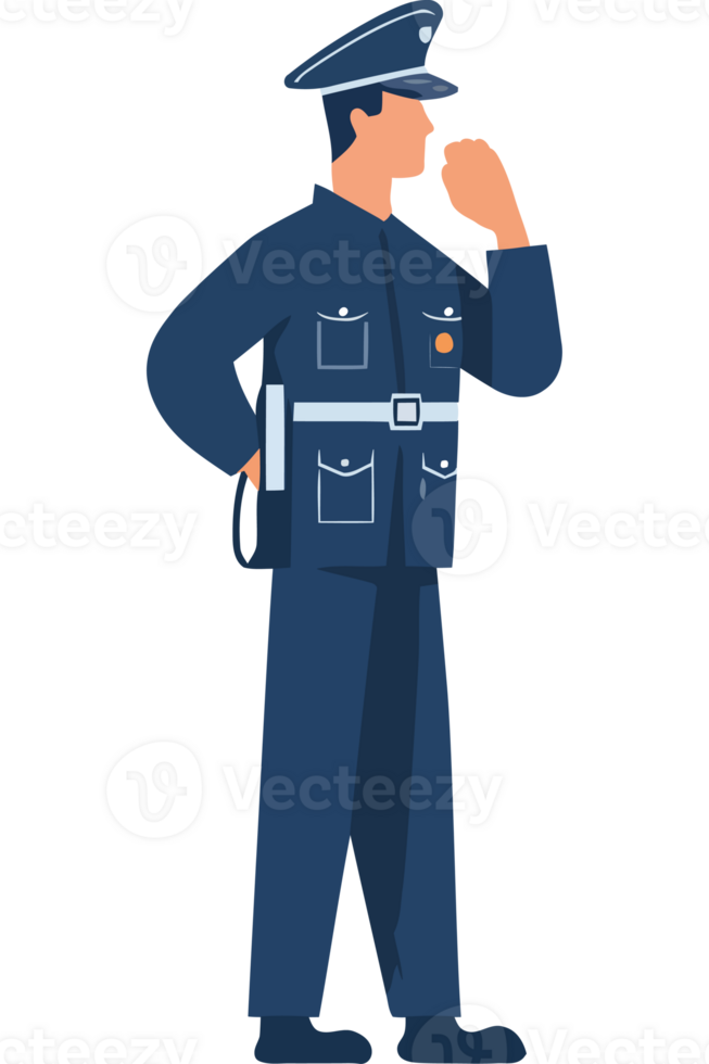 A police officer in uniform holding a cigarette png