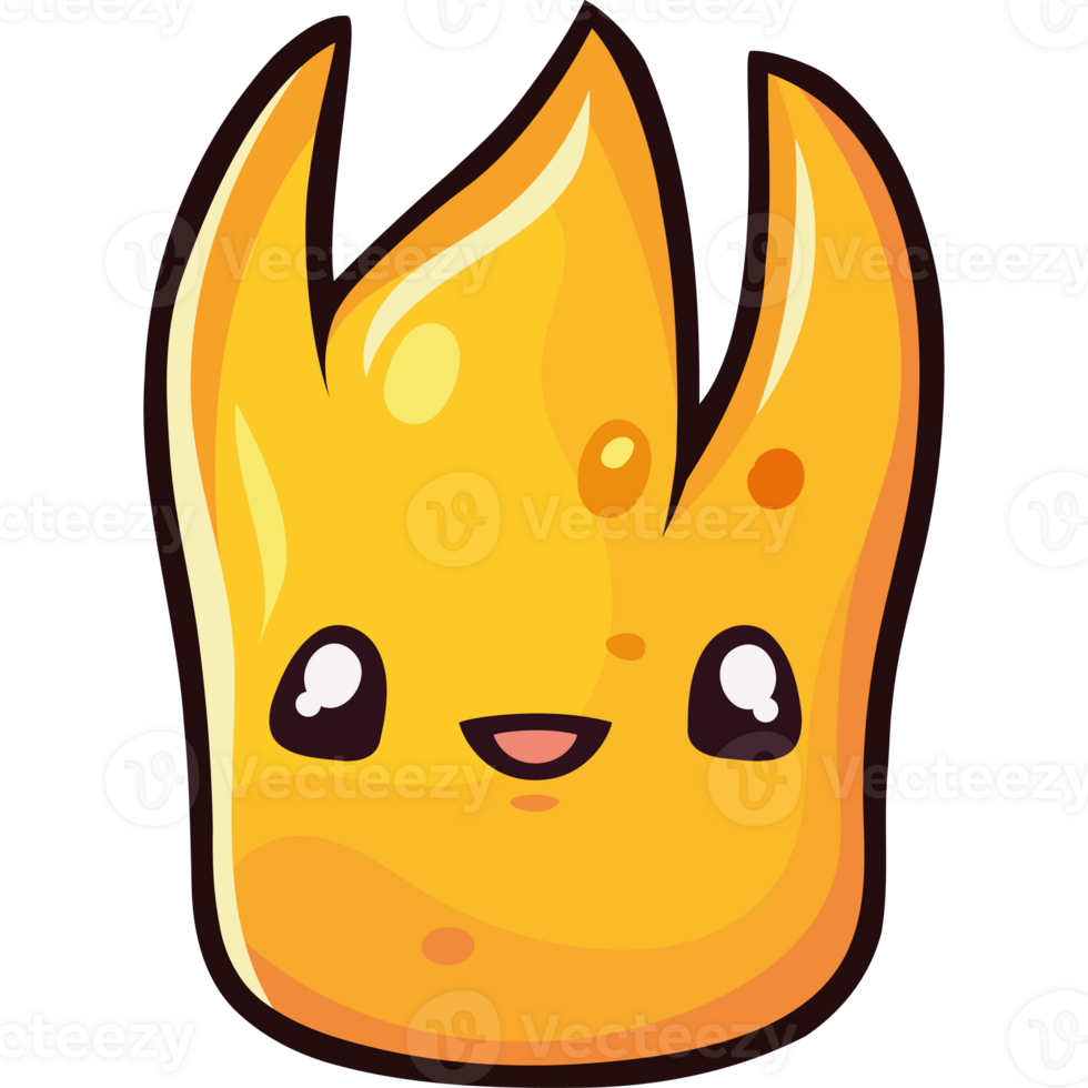 A cartoon fire with a smile on its face png