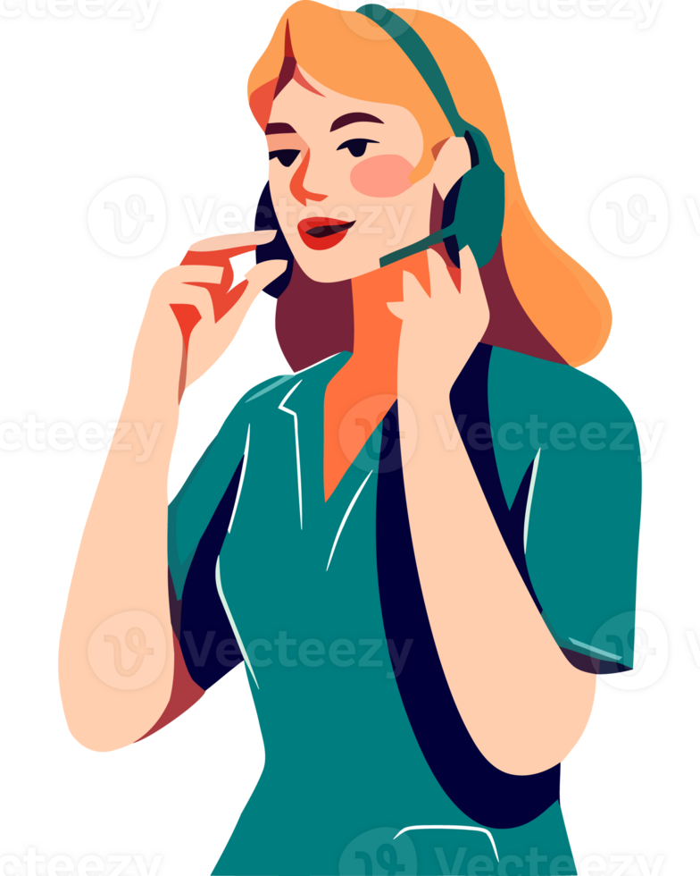 Call center agent woman with headset png