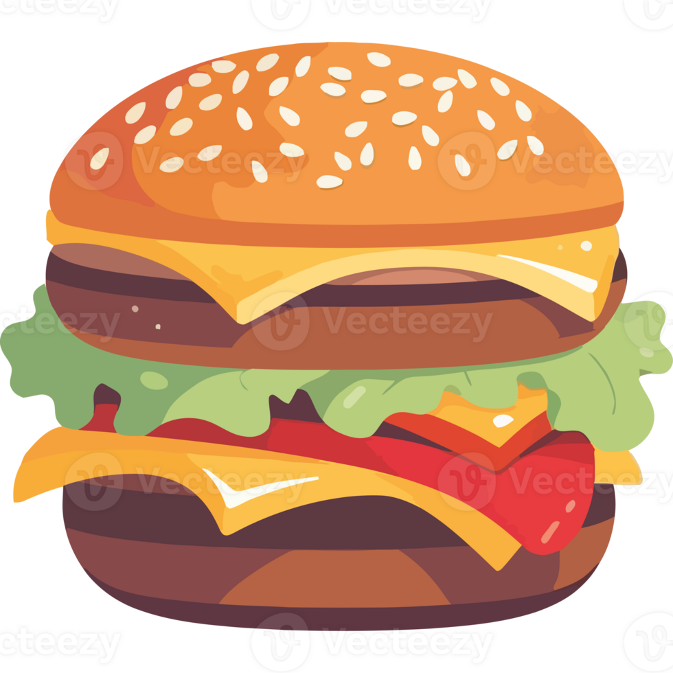 A hamburger with cheese and lettuce png