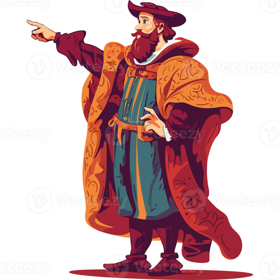 A cartoon man in a medieval costume pointing png