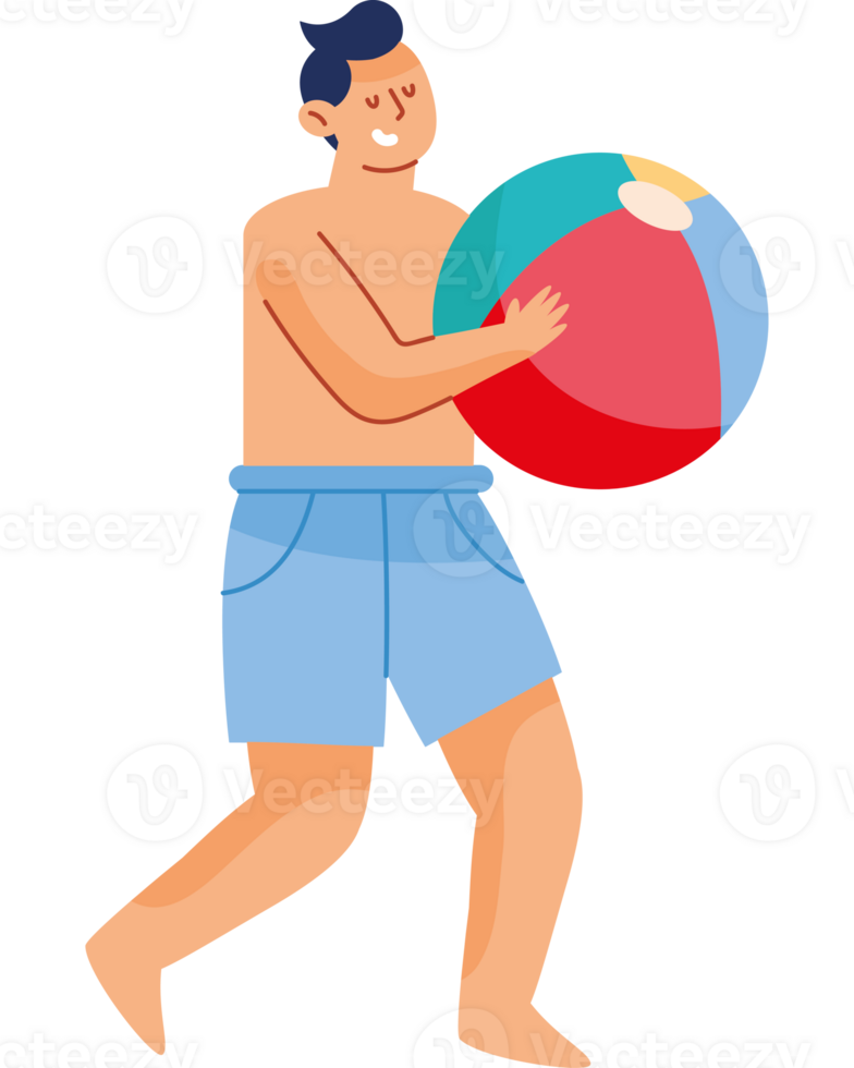 A man is holding a beach ball png