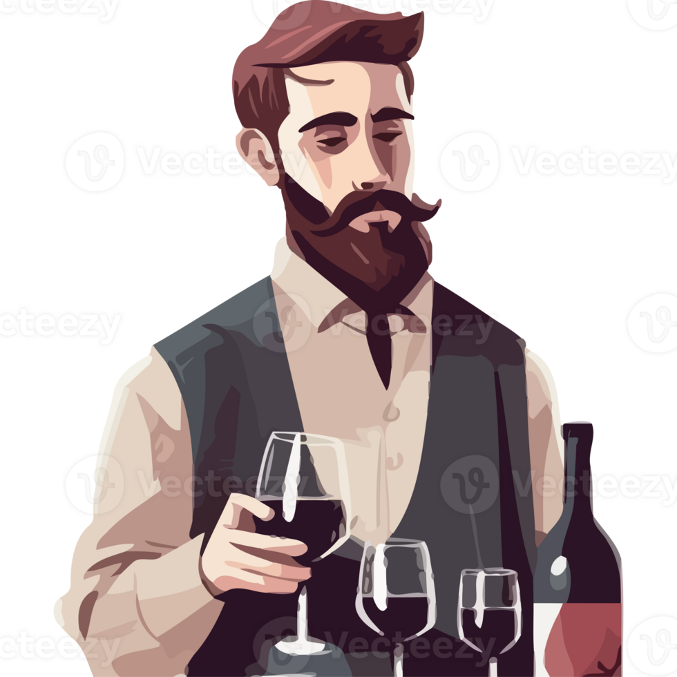 A man with a beard and a wine glass png