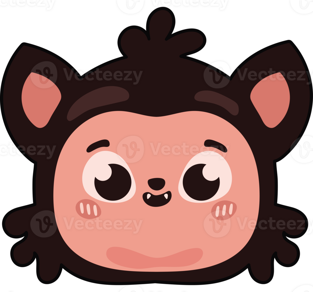 A cute cartoon cat with big eyes png