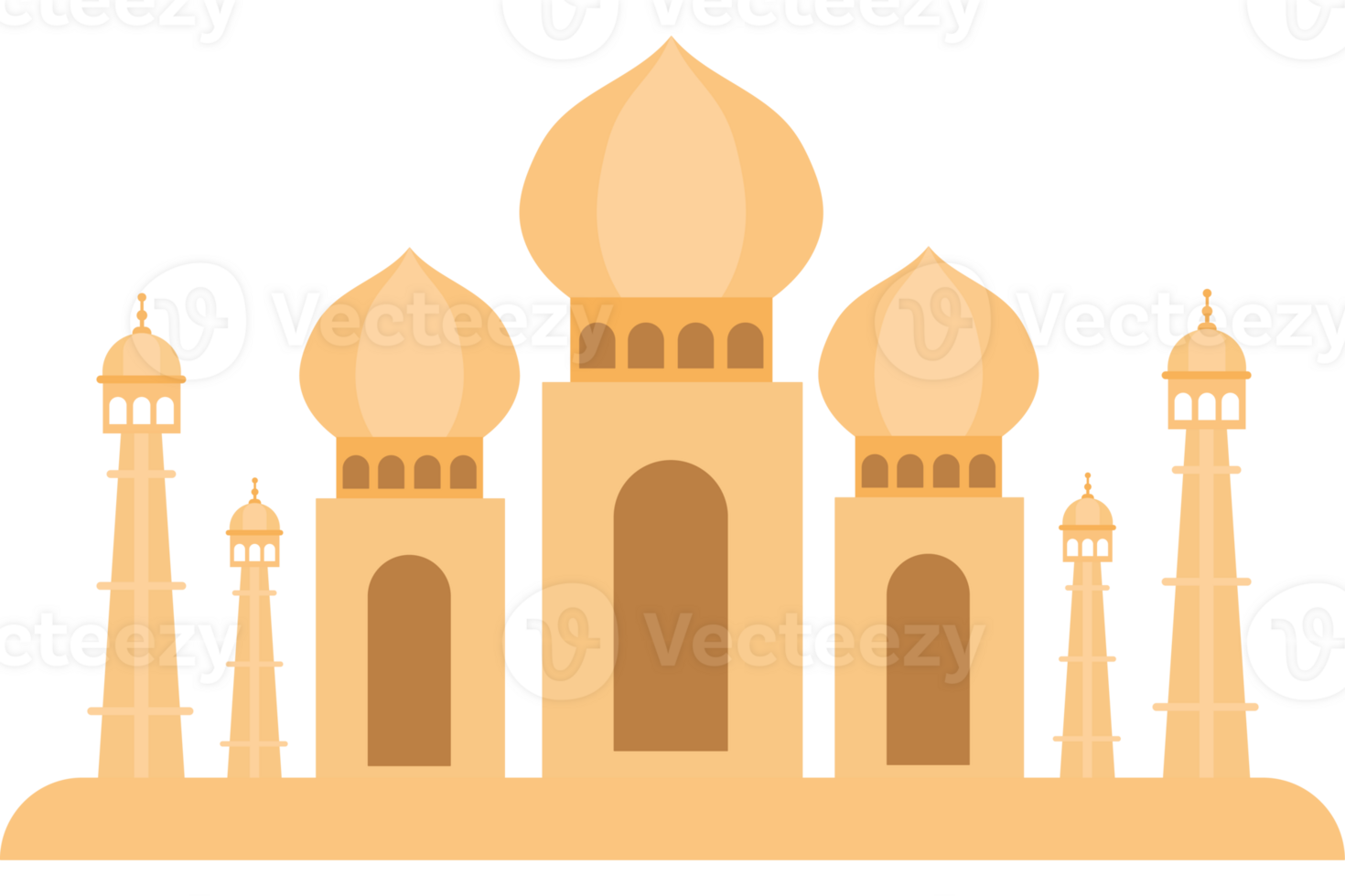 A mosque with three domes and a tower png