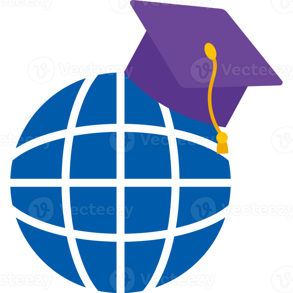 A globe with a graduation cap on it png