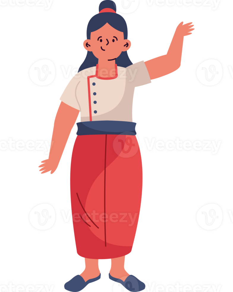 A cartoon woman in a traditional dress png
