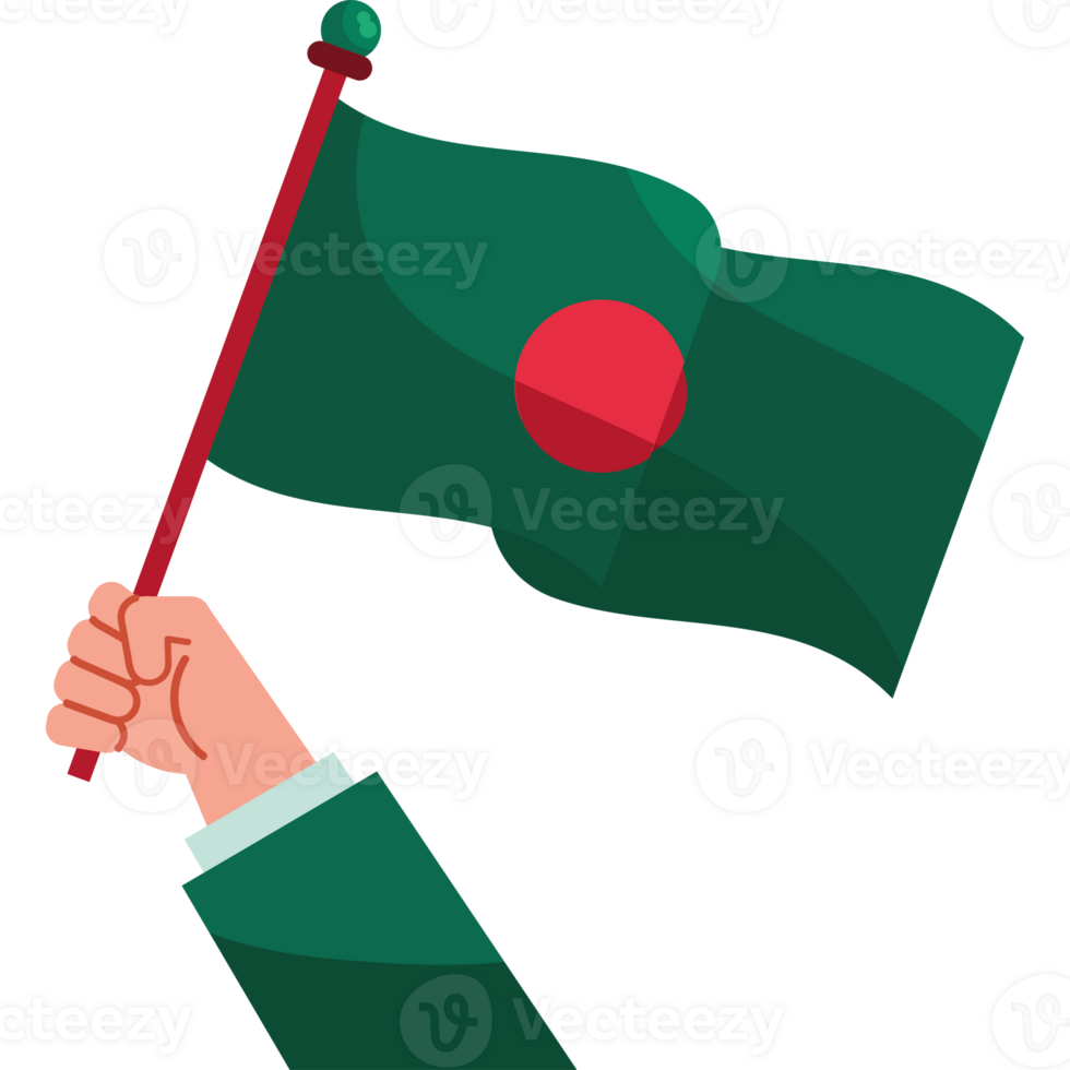 Hand holding and waving bangladesh flag png