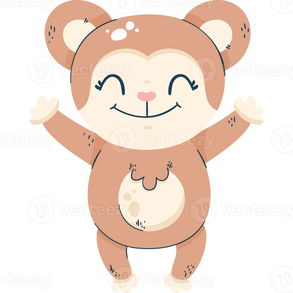 A cartoon monkey with arms up in the air png