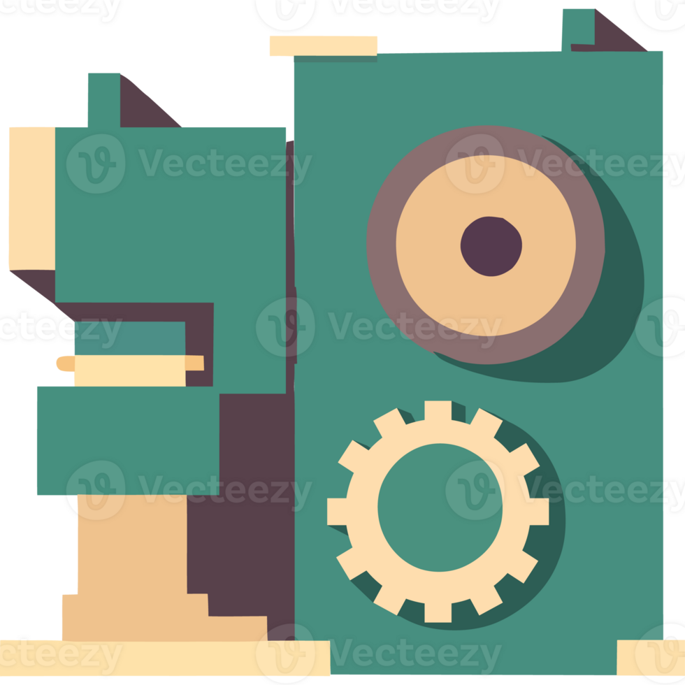 A green machine with gears and a clock png