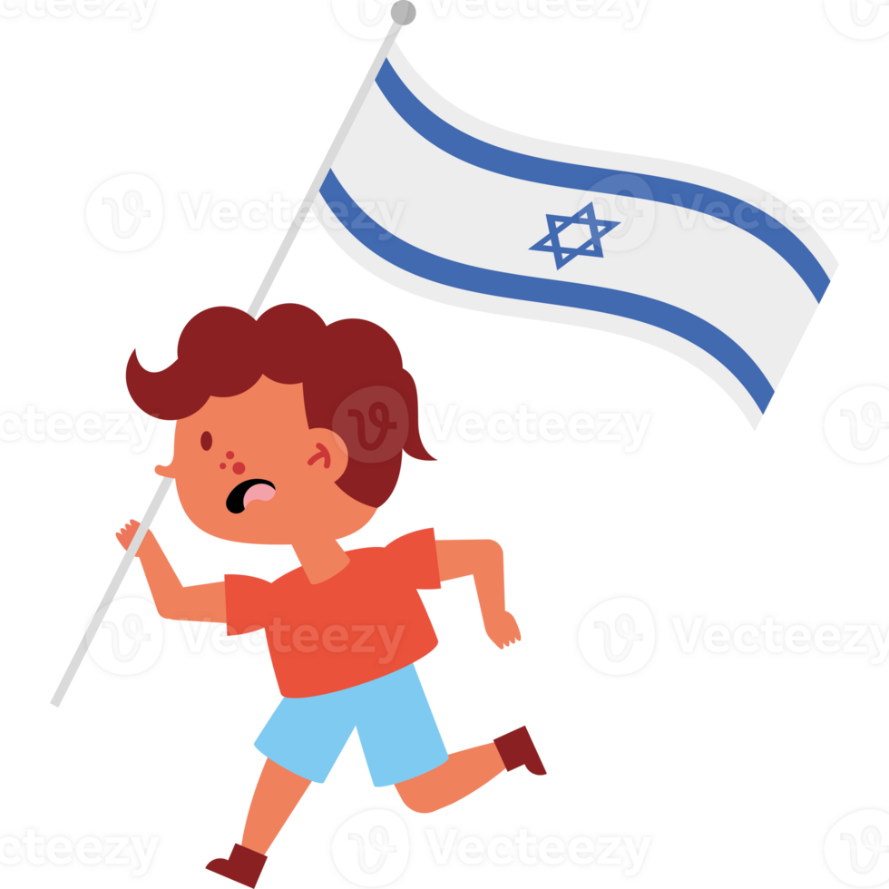 A cartoon boy holding an israeli flag png