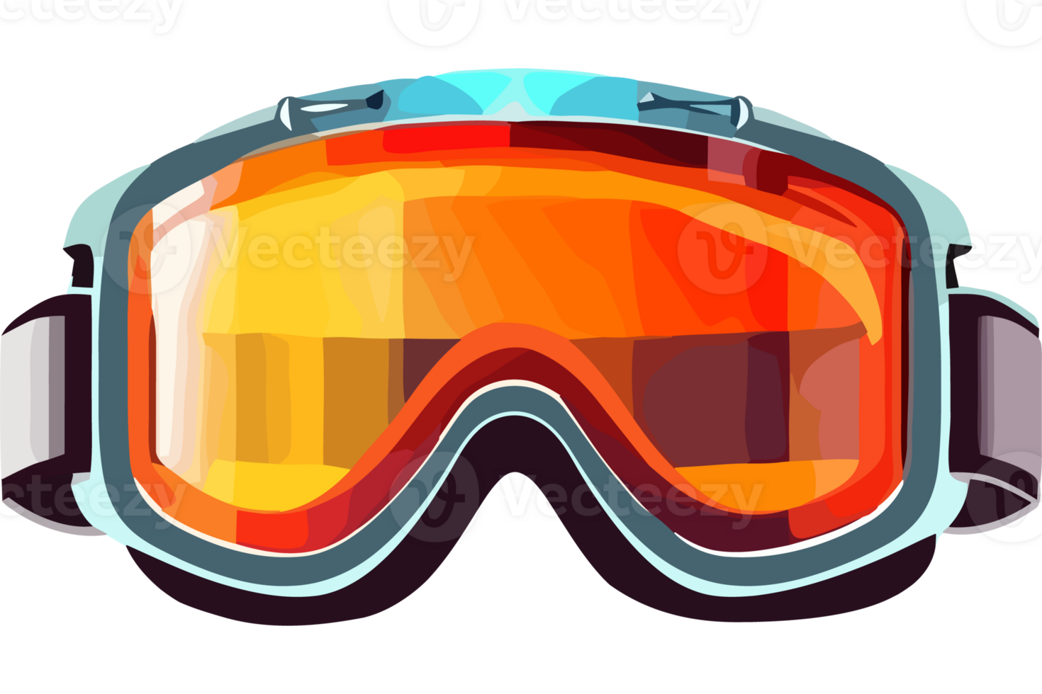 An image of a ski goggles with orange lenses png