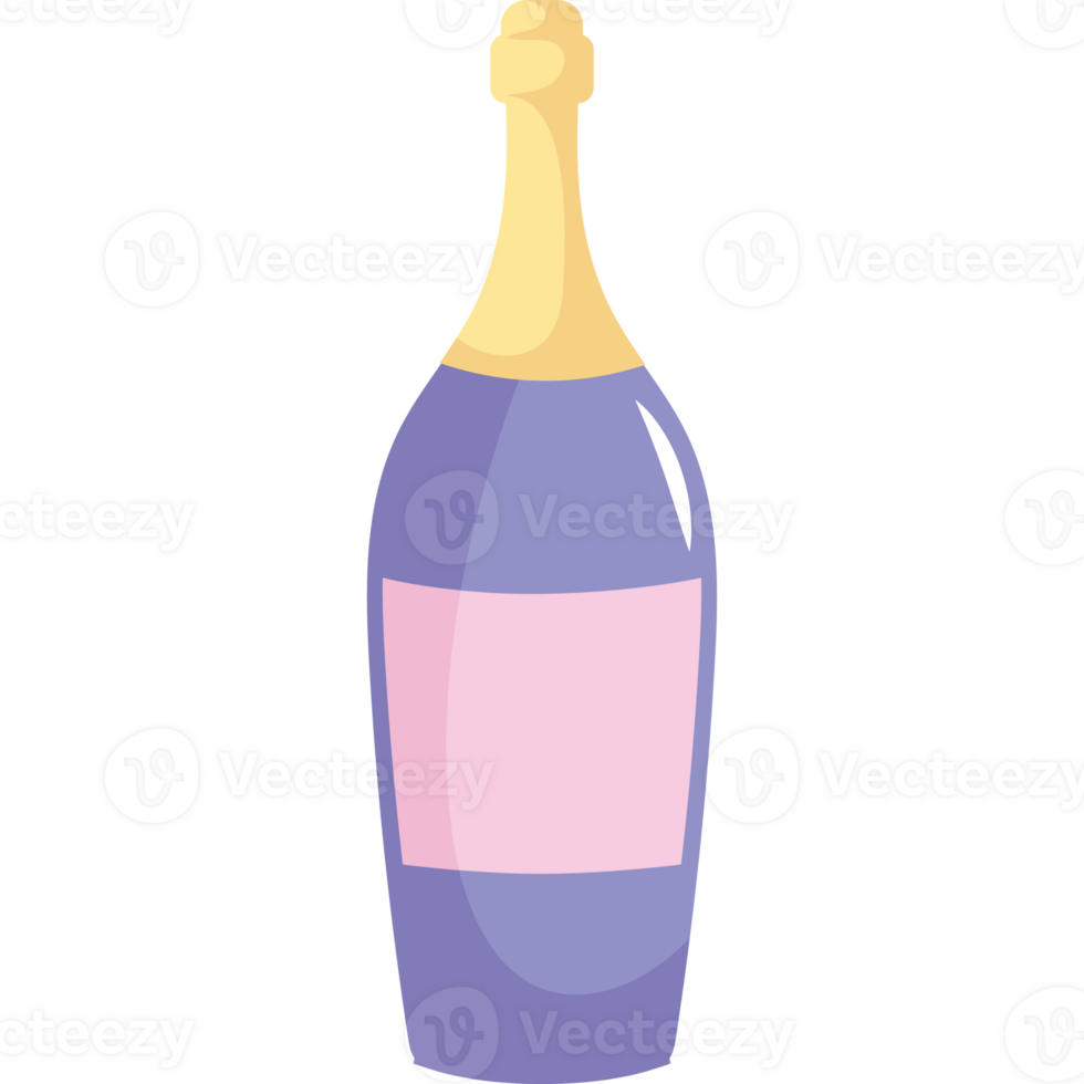 A bottle of champagne with a pink label png