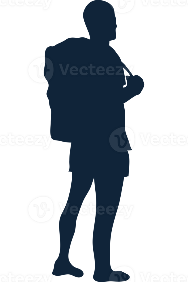 A silhouette of a man with a backpack png