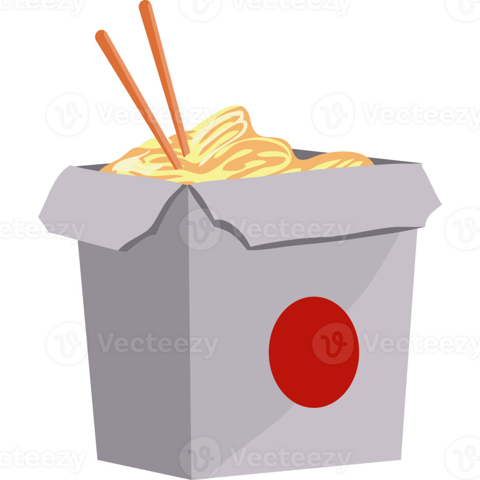 An image of a box with noodles and chopsticks png