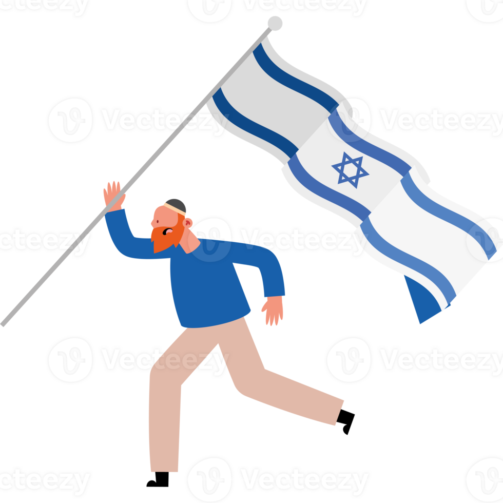 Israel flag man running with flag png