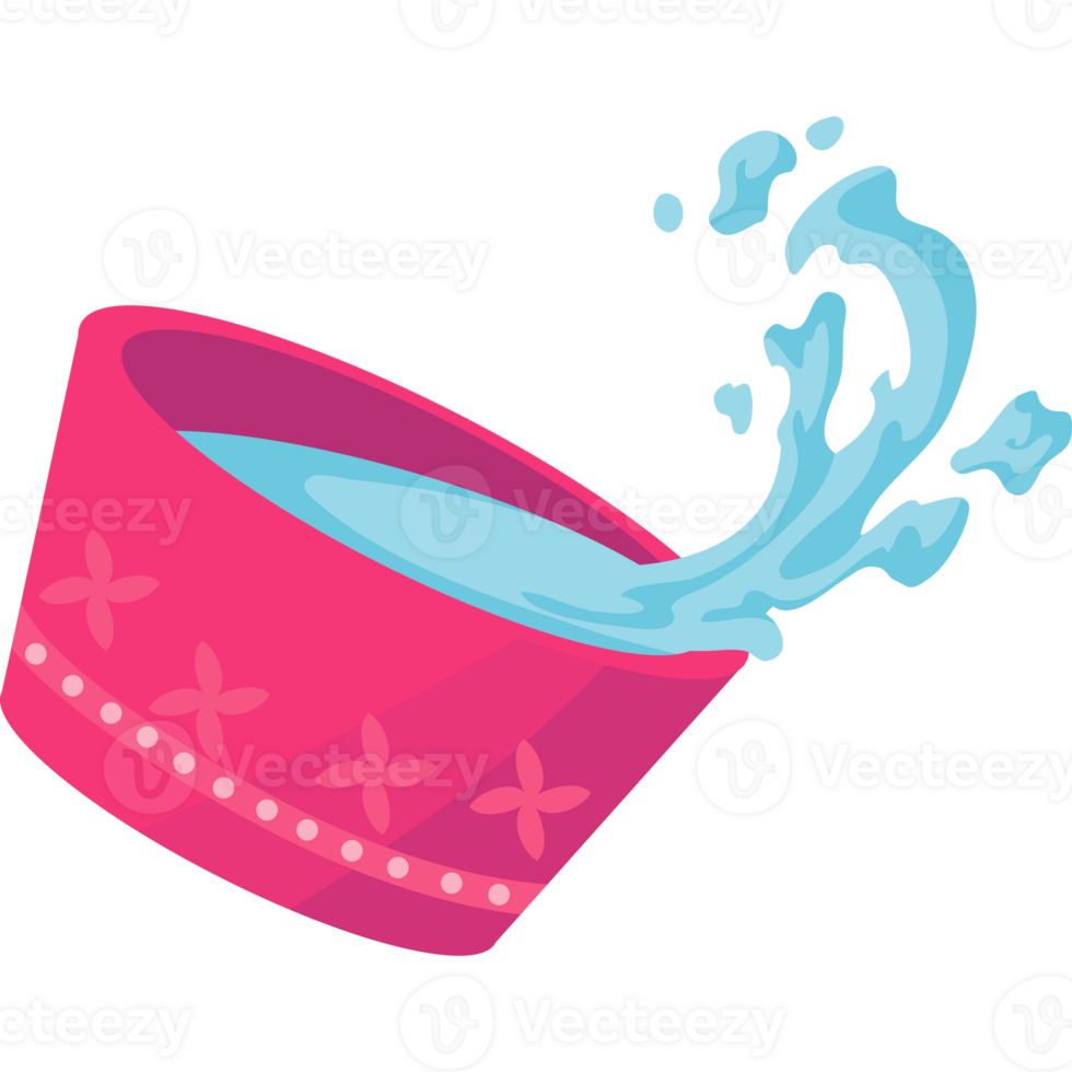 A pink bowl with water splashing out of it png