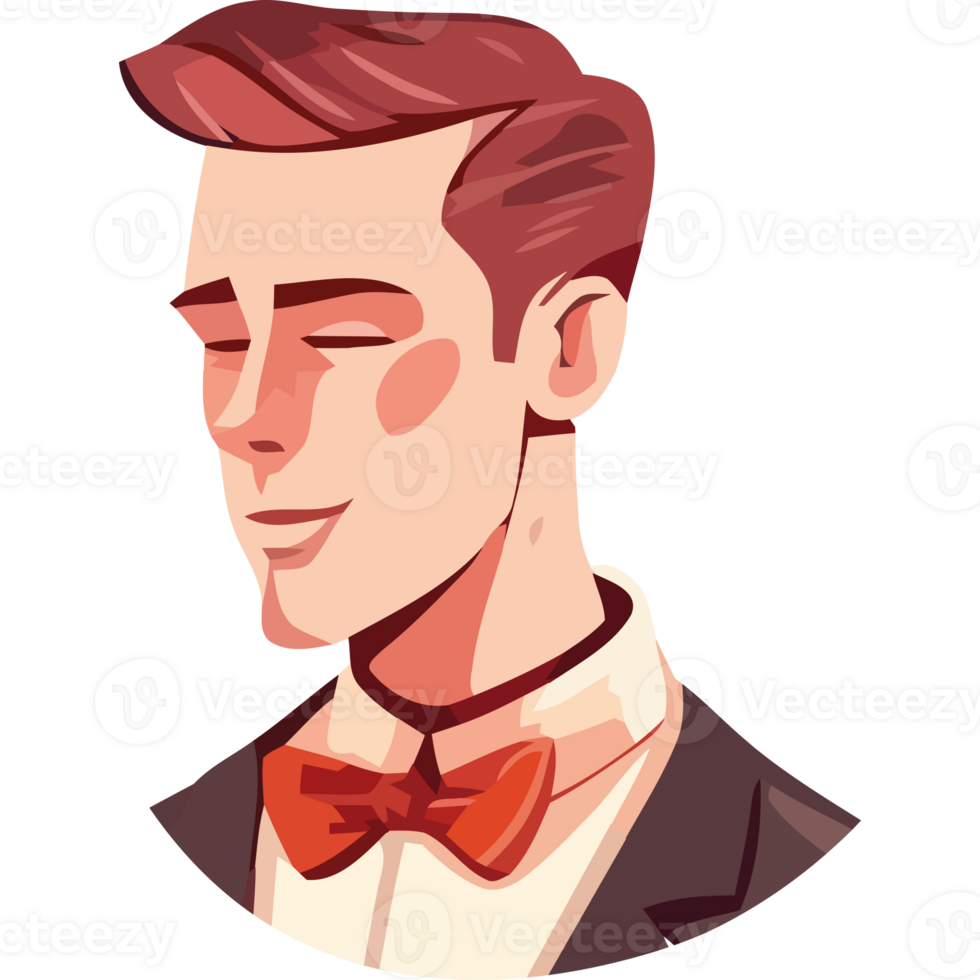 A cartoon man with a bow tie and suit png