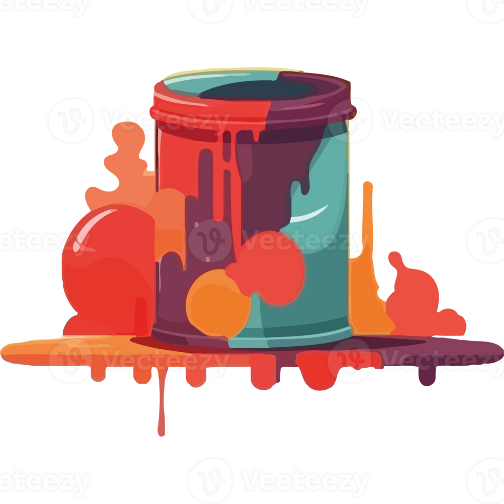 Paint can with paint and paint splatter png