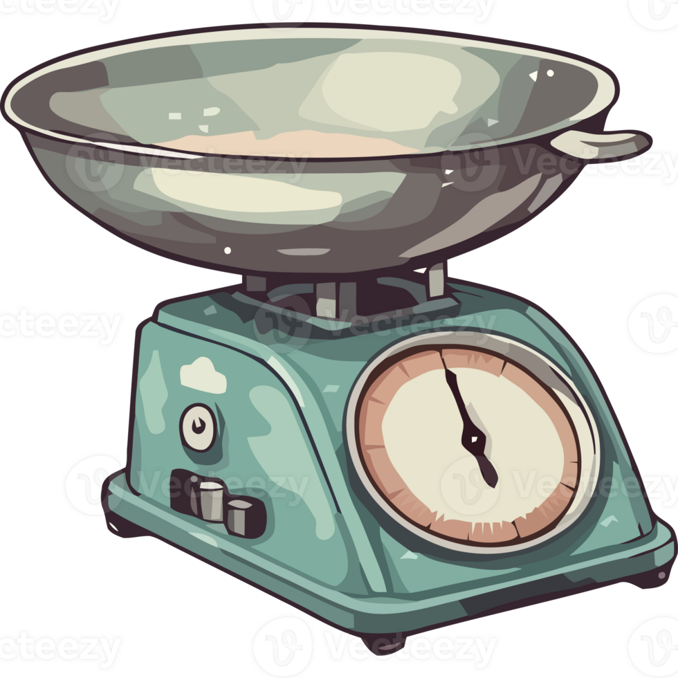 A cartoon scale with a bowl on top png