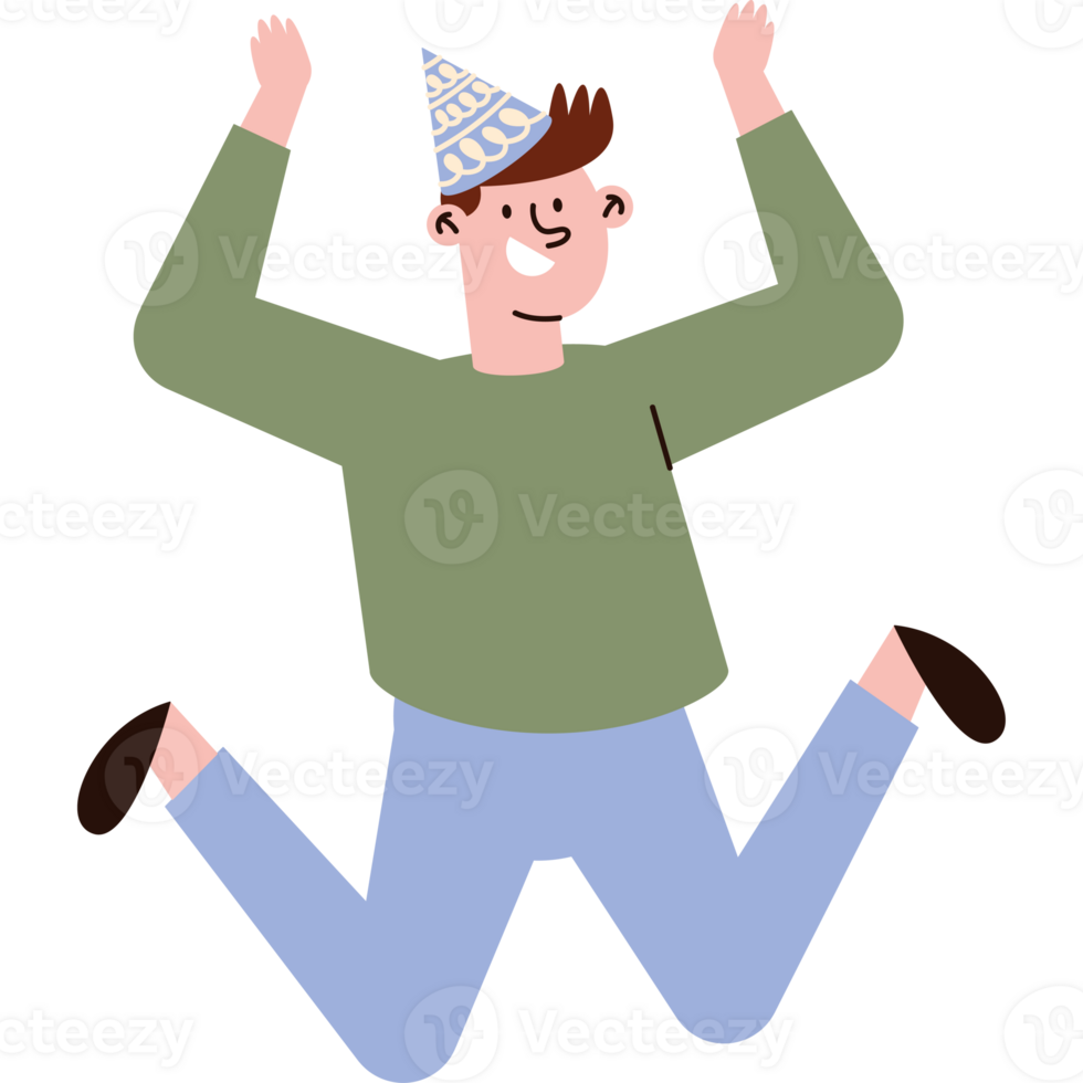 Happy birthday man jumping in the air png