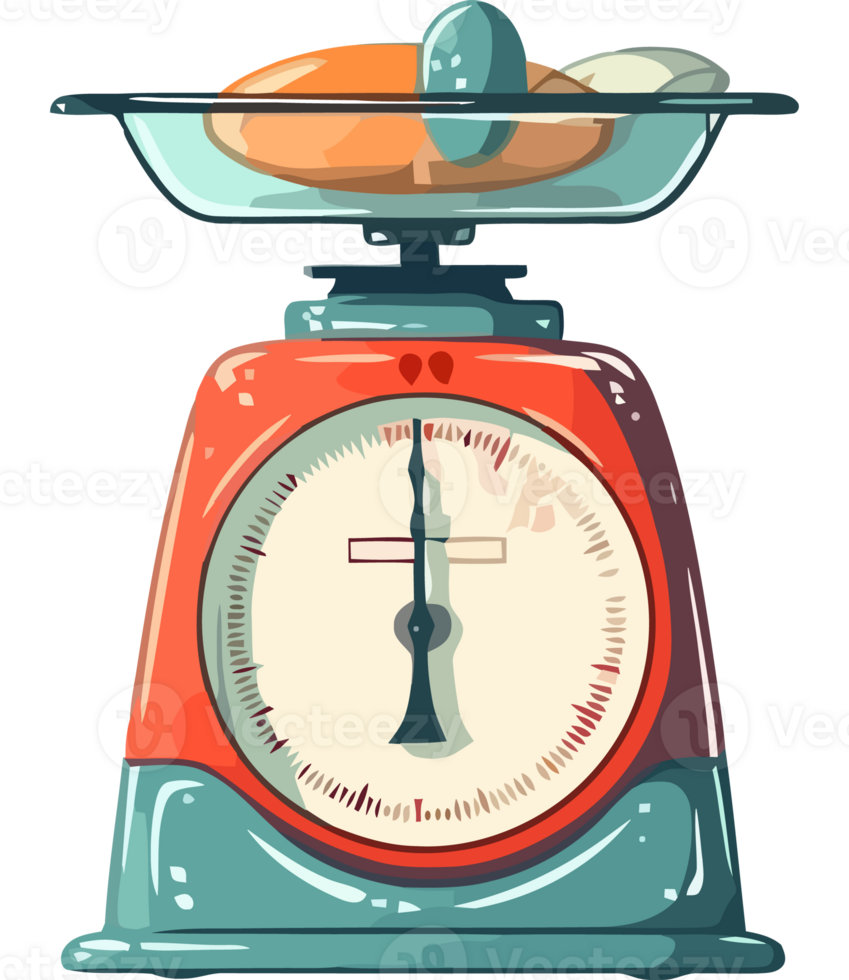 An illustration of a scale with a chicken on it png