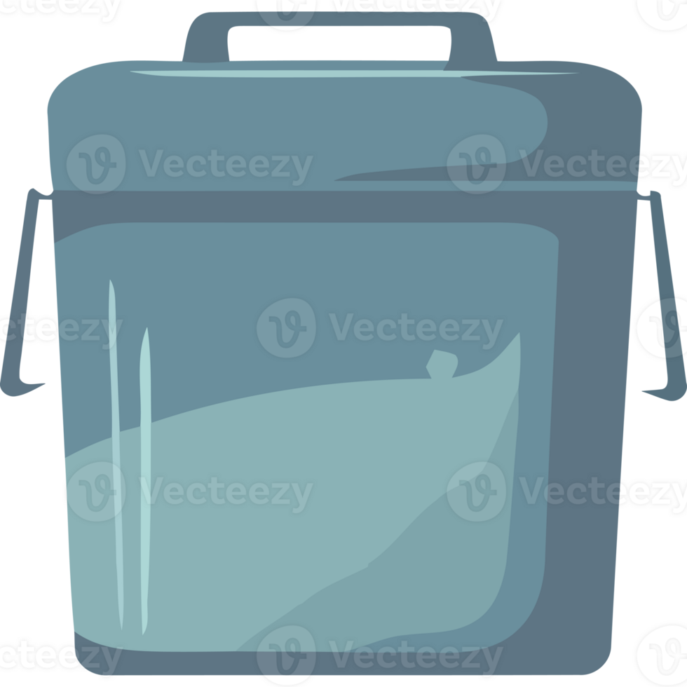 A blue lunch box with a handle on it png