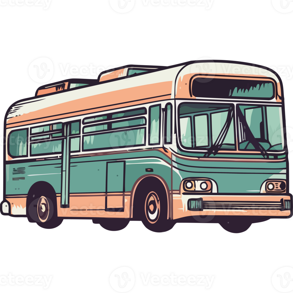 A bus is shown in a cartoon style png