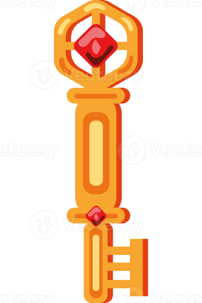 A cartoon key with a diamond on it png