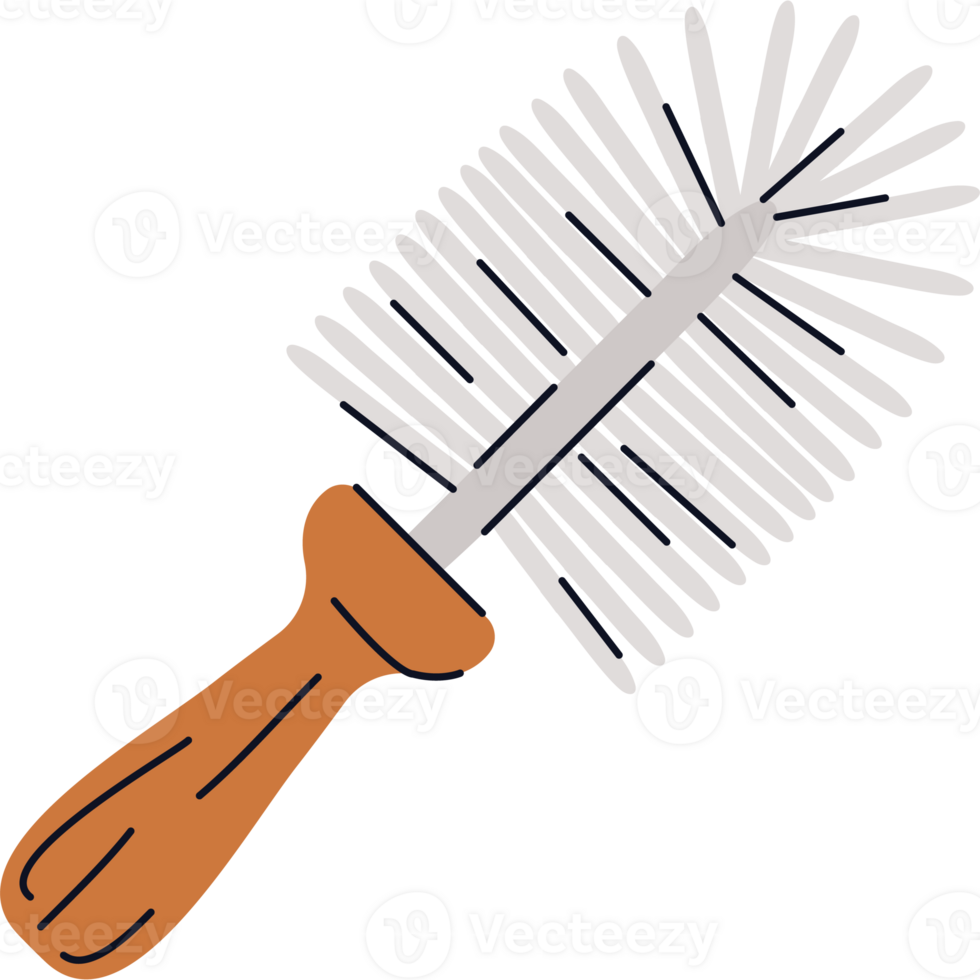 A comb with a wooden handle and a long handle png